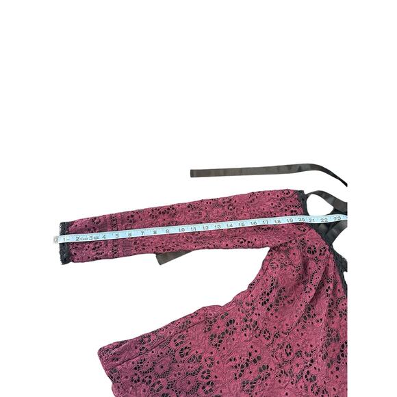 Alexis Burgundy Whimsigoth Guipure Lace Sophia‎ Cocktail Mini Dress Size Small - Picture 13 of 14